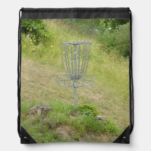 Chains of A Disc Golf Basket Drawstring Bag