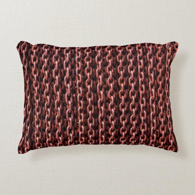 Chains rusty links iron metal accent pillow (Front)