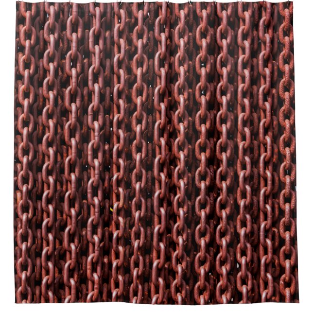 Chains rusty links iron metal shower curtain (Front)