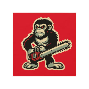 Chainsaw Chimp Wood Wall Art