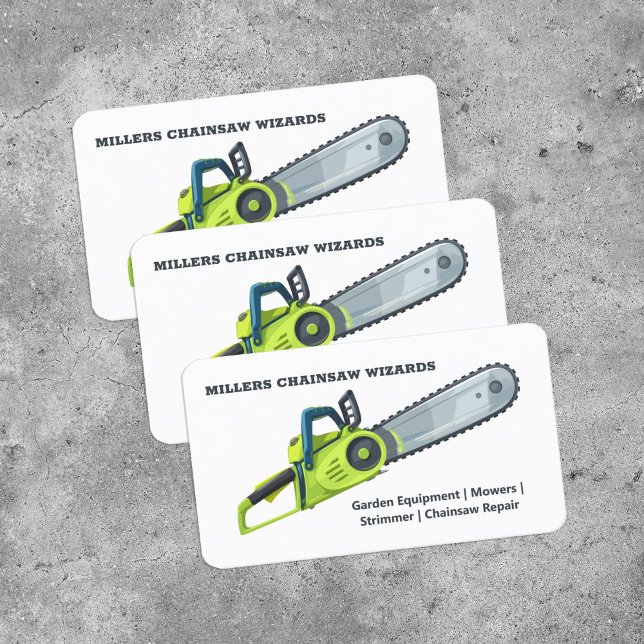 Chainsaw Garden Machinery Business Card (Chainsaw Visiting Cards)