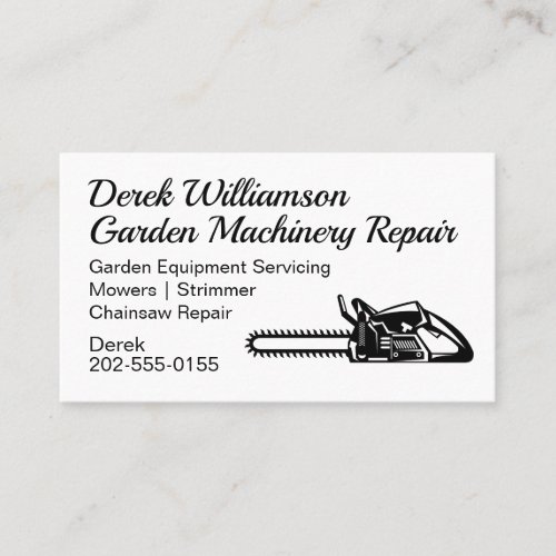 Chainsaw Garden Machinery Repair Business Card