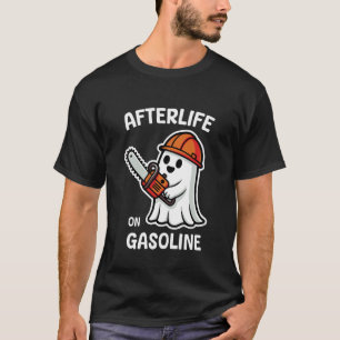 Chainsaw Ghost Afterlife on Gasoline Halloween T-Shirt