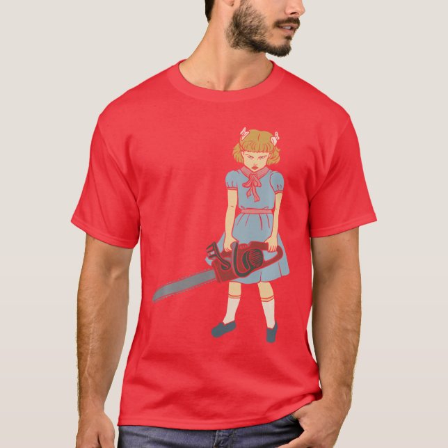 Chainsaw Girl Gothic Punk Goth Horror Fan Saw Chai T-Shirt (Front)