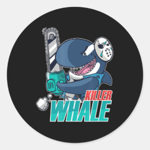 Chainsaw Killer Whale Costume Fun Orca Halloween Classic Round Sticker