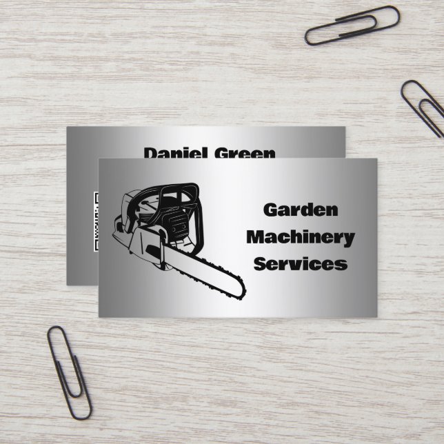 Chainsaw Services Garden Machinery Custom QR Business Card (Front/Back In Situ)