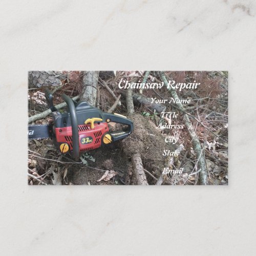 chainsaw wood cutting tree clearing arborist business card