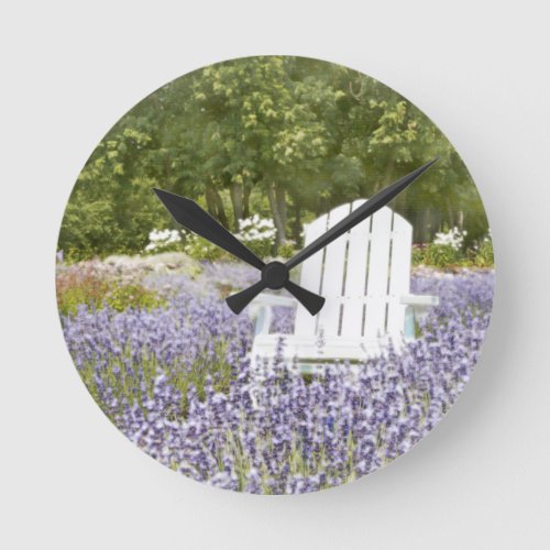 Chair in the Lavender field Round Clock