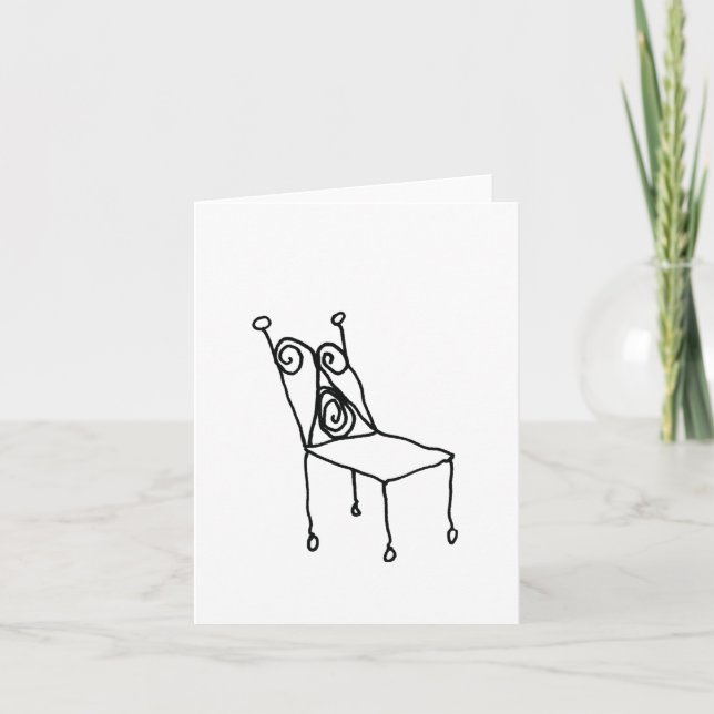 Chair Line Drawing Art Folded Note Card (Front)