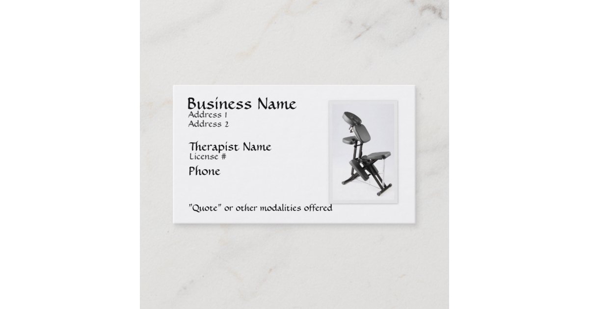 Chair Massage Therapist Business Card