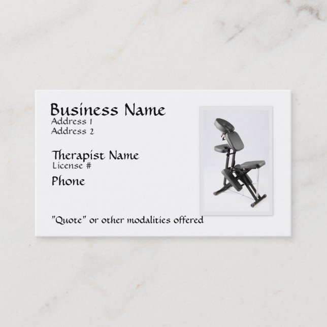 Chair Massage Therapist Business Card (Front)