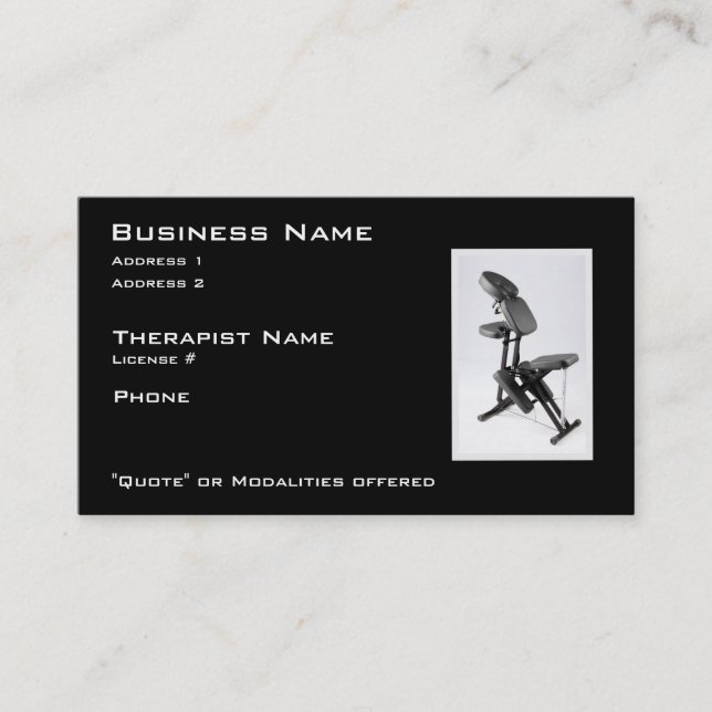Chair Massage Therapist Business Card (Front)