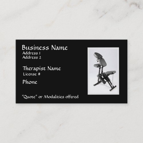 Chair Massage Therapist II, modalities on reverse Business Card