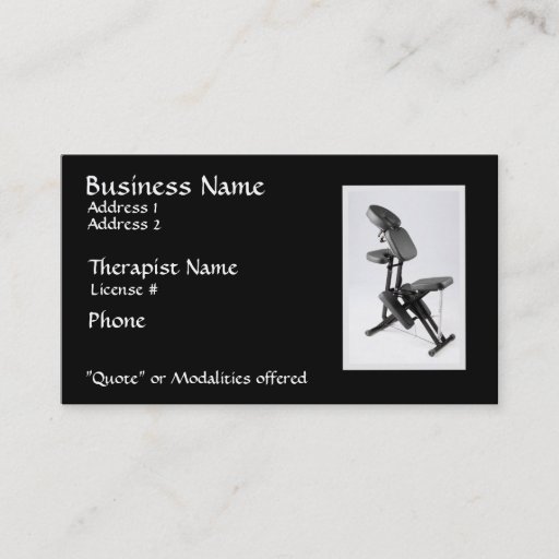 Customizable Chair Massage Therapist II, modalities on reverse Business Card
