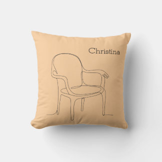 Chair of Support Line Art - Warm Boho Accent Throw Pillow