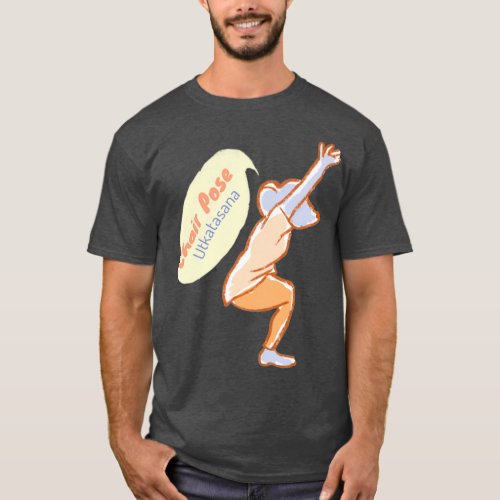 Chair pose Yoga Mouse Peach and orange 1 T_Shirt
