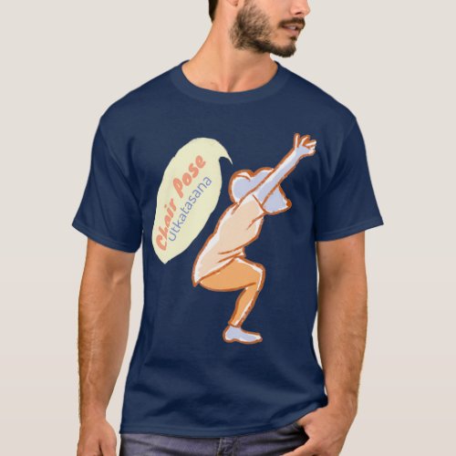 Chair pose Yoga Mouse Peach and orange T_Shirt