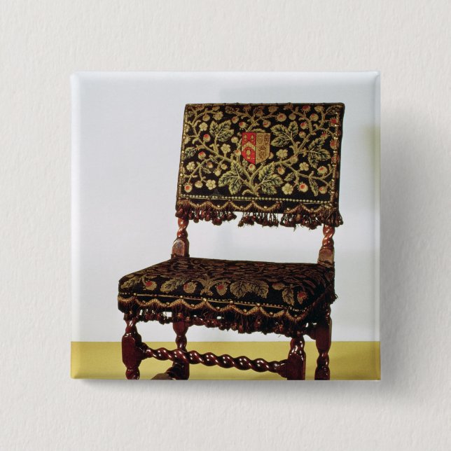 Chair with spiral stretchers, late 17th century pinback button (Front)