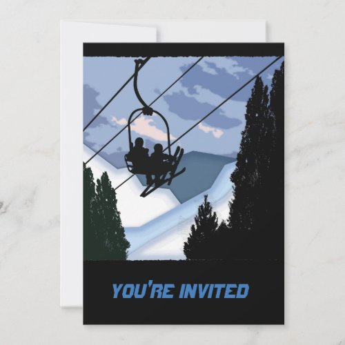 Chairlift Full of Skiers Invitation