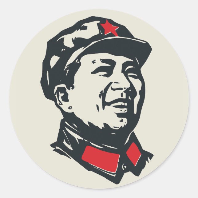 Chairman Mao Portrait Classic Round Sticker (Front)