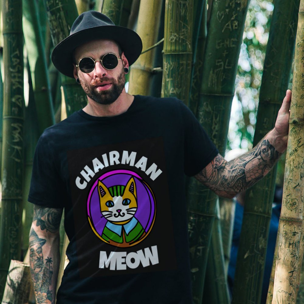 Discover CHAIRMAN MEOW Cat Personalized T-shirts in black for MEN guys