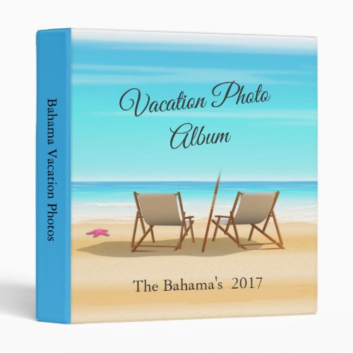 Chairs On The Beach Vacation Photo Album 3 Ring Binder