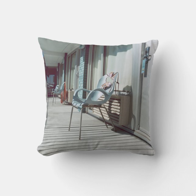 Chairs Outside Beach Hotel Rooms Throw Pillow (Front)