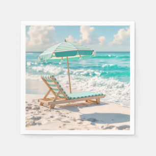 Chaise Lounge On White Ocean Sand Napkins