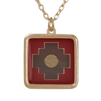 Chakana Cross Gold Plated Necklace by artful_symbols at Zazzle