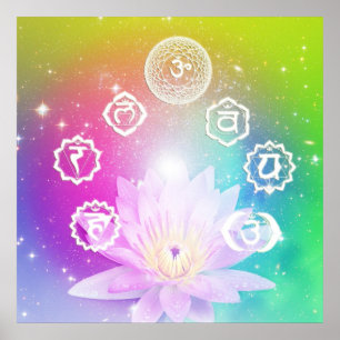 Chakra 7 aura energy system white lotus poster