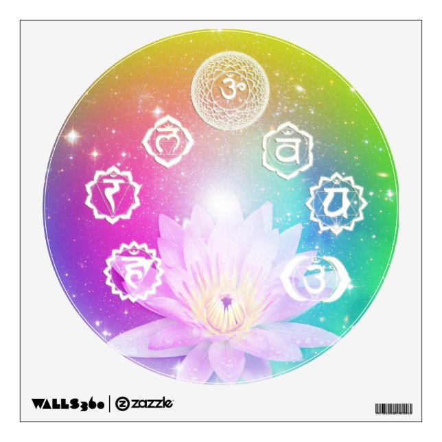 chakra aura white lotus energy system by healing wall sticker (Front)
