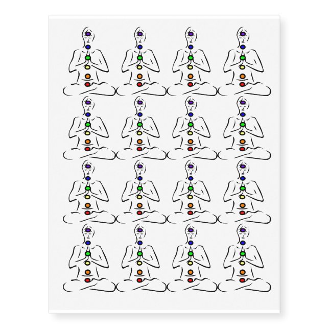 Chakra Balancing Yoga Spiritual Design Temporary Tattoos (Front)