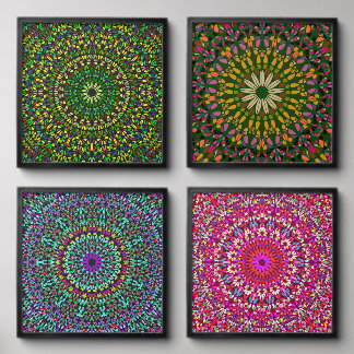 Chakra Bloom Quartet Peel & Stick Mandala Wall Set Peel And Stick Photo Tile