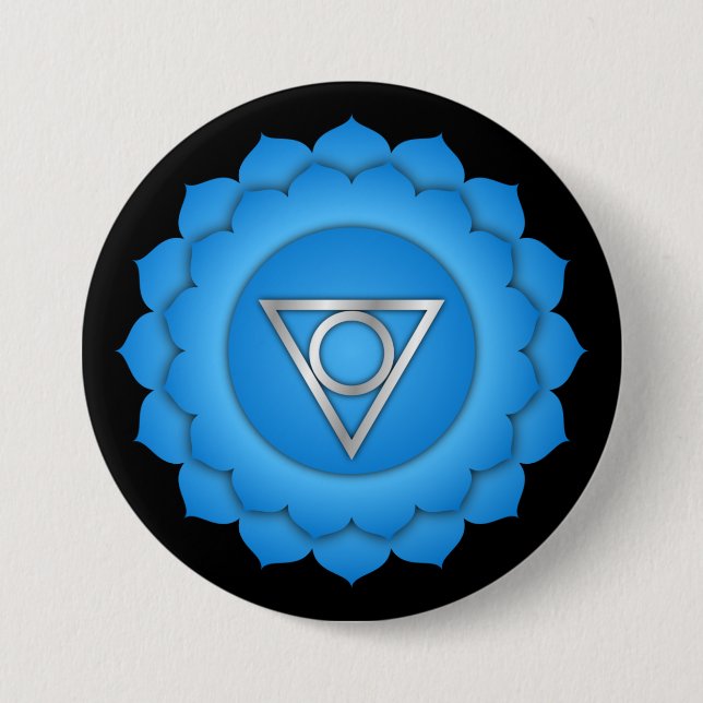 Chakra Blue Throat Zen Yoga Spiritual Meditation Button (Front)