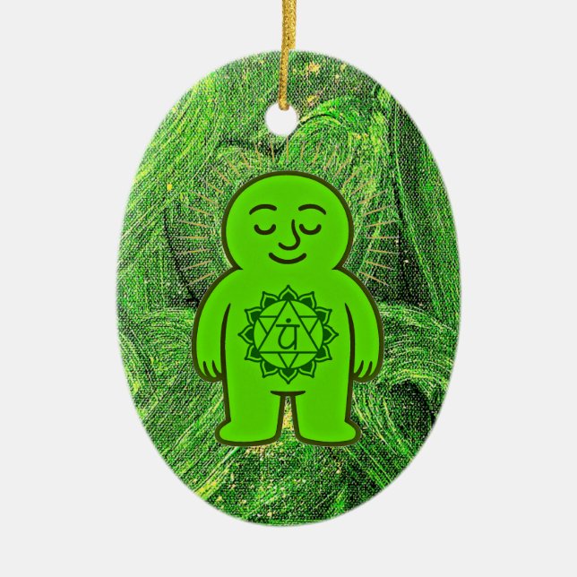 Chakra Buddies: Heart Chakra Ceramic Ornament (Front)