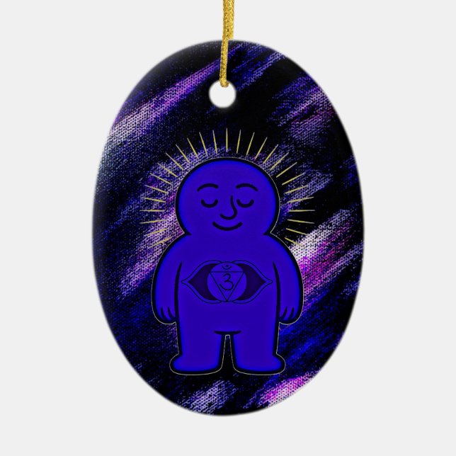 Chakra Buddies: Third Eye Chakra Ceramic Ornament (Front)