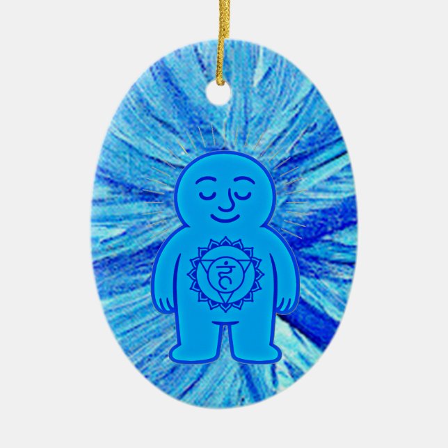 Chakra Buddies: Throat Chakra Ceramic Ornament (Front)
