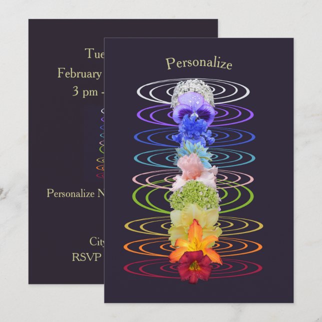 Chakra Color Flowers Zen Spiritual Invitation (Front/Back)