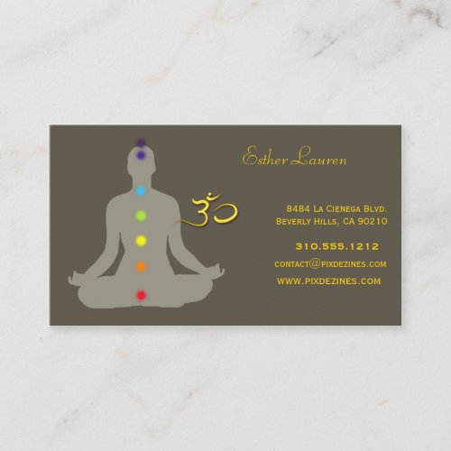 Chakra colors, Lotus flower, Om yoga, healers Business Cards