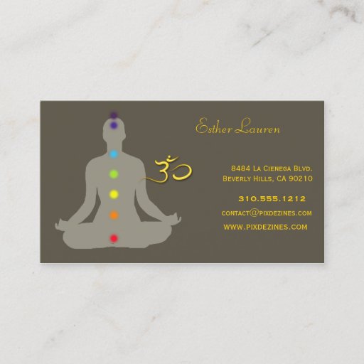Customizable Chakra colors, Lotus flower, Om yoga, healers Business Cards
