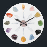 *~* Chakra Crystal Energy Gemstone Large Clock<br><div class="desc">* Crystal Grid Chakra Crystal Energy Gemstone Vibes Wall Clock* The gem stones and crystals included are: Clear Quartz Points, Rose Quartz, Garnet, Blue Calcite, Black Onyx, Pyrite, Peridot, Amethyst, Blue Lace Agate, Citrine, Carnelian, Orange Calcite and Tangerine Quartz. This is a peaceful soothing multi - gemstone and crystal wall...</div>