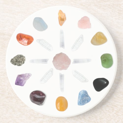  Chakra Crystal Energy Gemstone SandStone Coaster