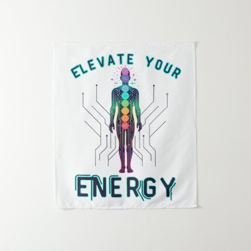 Chakra Energy Alignment Y2K Neon Circuit Board Tapestry