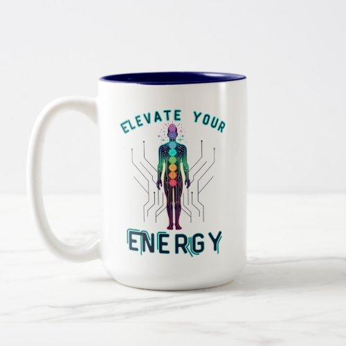 Chakra Energy Alignment Y2K Neon Circuit Board Two_Tone Coffee Mug