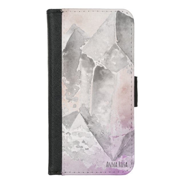 *~* Chakra Faux Amethyst Crystal Healing Energy iPhone Wallet Case (Front)