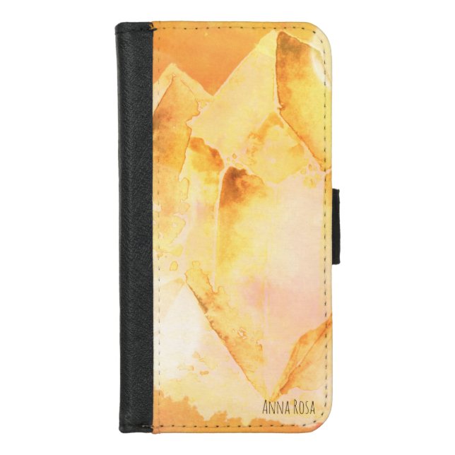 *~* Chakra Faux Citrine Crystal Healing Energy iPhone Wallet Case (Front)