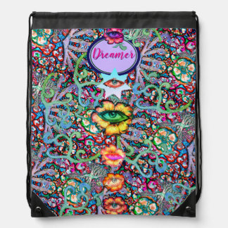 Chakra Floral Dreamer Colorful Unusual Mystical Drawstring Bag