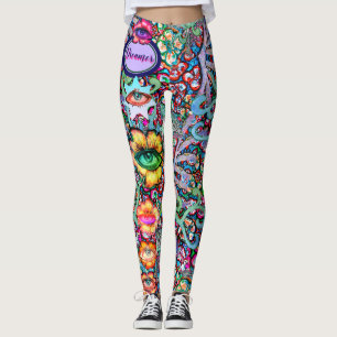 Chakra Floral Dreamer Colorful Unusual Mystical Leggings