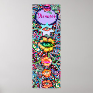 Chakra Floral Dreamer Colorful Unusual Mystical Poster