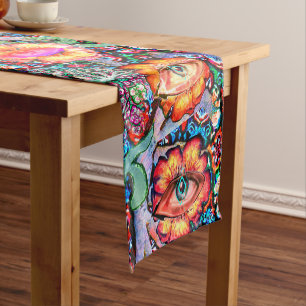 Chakra Floral Dreamer Colorful Unusual Mystical Short Table Runner